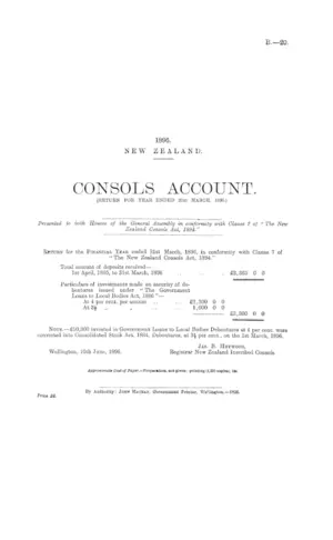 CONSOLS ACCOUNT. (RETURN FOR YEAR ENDED 31st MARCH, 1896.)