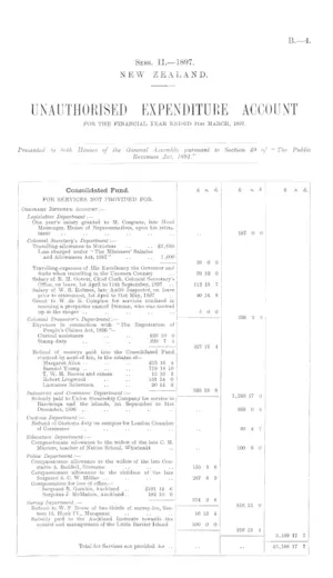 UNAUTHORISED EXPENDITURE ACCOUNT FOR THE FINANCIAL YEAR ENDED 31st MARCH, 1897.