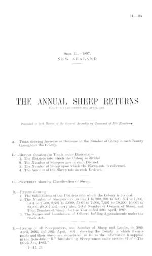 THE ANNUAL SHEEP RETURNS FOR THE YEAR ENDED 30th APRIL, 1897.