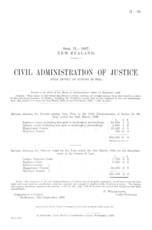 CIVIL ADMINISTRATION OF JUSTICE (FEES LEVIED ON SUITORS IN THE).