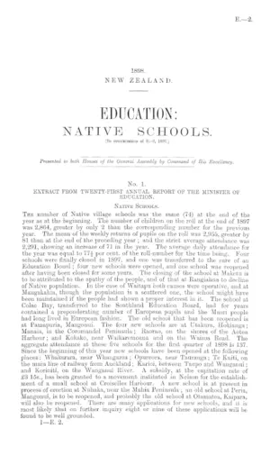 EDUCATION: NATIVE SCHOOLS. [In continuation of E.-2, 1897.]