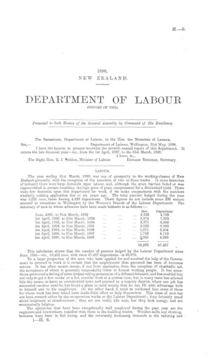 DEPARTMENT OF LABOUR (REPORT OF THE).
