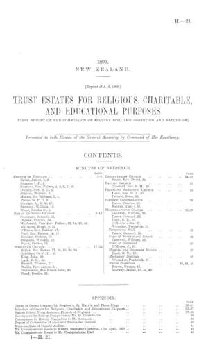 [Reprint of A.-5, 1869.] TRUST ESTATES FOR RELIGIOUS, CHARITABLE, AND EDUCATIONAL PURPOSES (FIRST REPORT OF THE COMMISSION OF INQUIRY INTO THE CONDITION AND NATURE OF).