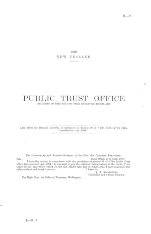 PUBLIC TRUST OFFICE (ACCOUNTS OF THE) FOR THE YEAR ENDED 31st MARCH, 1898.