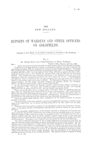 REPORTS OF WARDENS AND OTHER OFFICERS ON GOLDFIELDS.