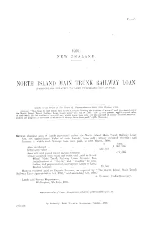 NORTH ISLAND MAIN TRUNK RAILWAY LOAN (PARTICULARS RELATIVE TO LAND PURCHASED OUT OF THE).