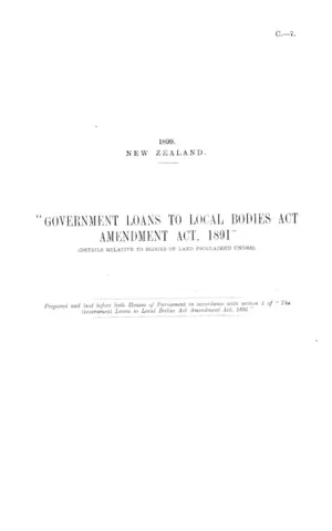 "GOVERNMENT LOANS TO LOCAL BODIES ACT AMENDMENT ACT, 1891" (DETAILS RELATIVE TO BLOCKS OF LAND PROCLAIMED UNDER).