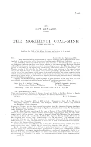 THE MOKIHINUI COAL-MINE (PAPERS RELATING TO).