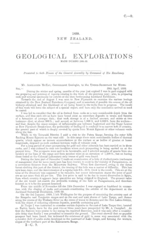 GEOLOGICAL EXPLORATIONS MADE DURING 1898-99.