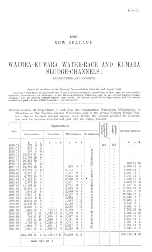 WAIMEA-KUMARA WATER-RACE AND KUMARA SLUDGE-CHANNELS: EXPENDITURE AND REVENUE.