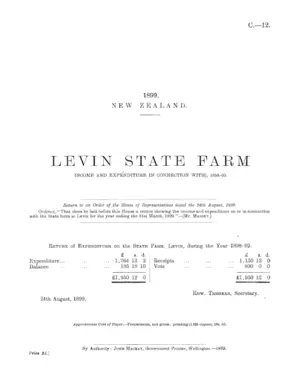 LEVIN STATE FARM INCOME AND EXPENDITURE IN CONNECTION WITH), 1898-99.