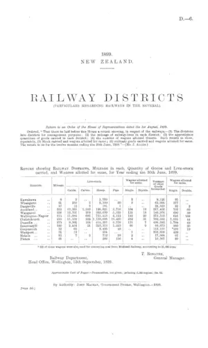 RAILWAY DISTRICTS (PARTICULARS REGARDING RAILWAYS IN THE SEVERAL).