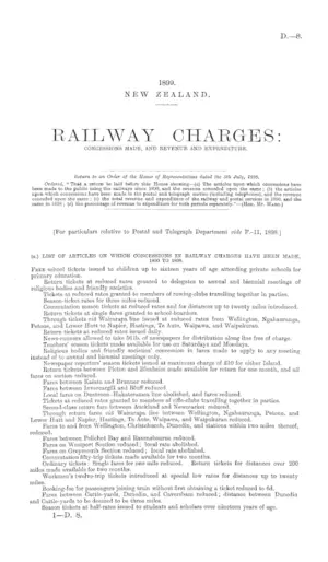 RAILWAY CHARGES: CONCESSIONS MADE, AND REVENUE AND EXPENDITURE.