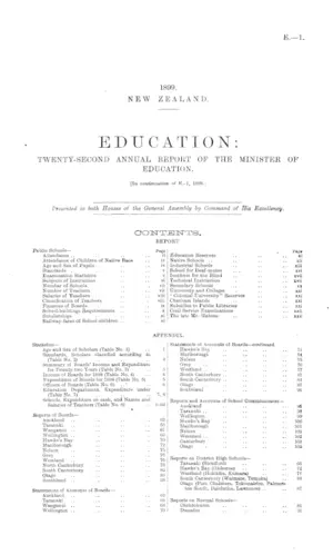 EDUCATION: TWENTY-SECOND ANNUAL REPORT OF THE MINISTER OF EDUCATION. [In continuation of E.-1, 1898.]