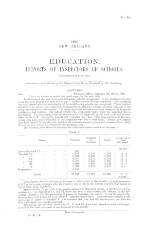 EDUCATION: REPORTS OF INSPECTORS OF SCHOOLS. [In continuation of E.-1b, 1898.]