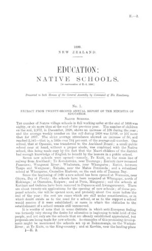 EDUCATION: NATIVE SCHOOLS. [In continuation of E.-2, 1898.]