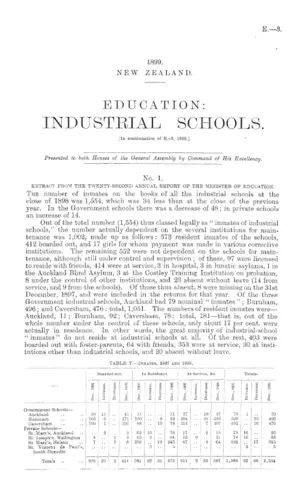 EDUCATION: INDUSTRIAL SCHOOLS. [In continuation of E.-3, 1898.]