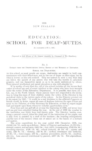 EDUCATION: SCHOOL FOR DEAF-MUTES. [In continuation of E.-4, 1898.]