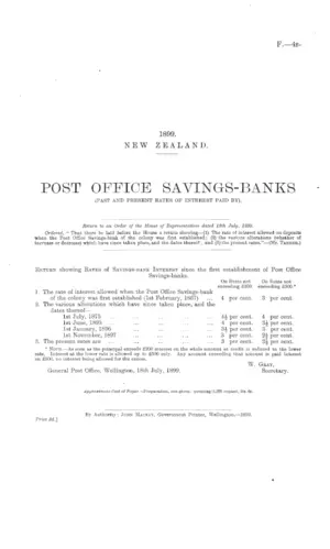POST OFFICE SAVINGS-BANKS (PAST AND PRESENT RATES OF INTEREST PAID BY).