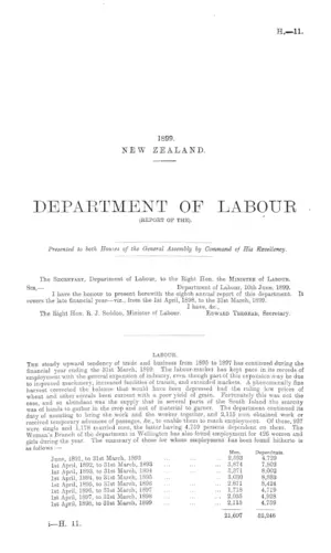 DEPARTMENT OF LABOUR (REPORT OF THE).