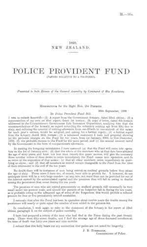 POLICE PROVIDENT FUND (PAPERS RELATIVE TO A PROPOSED).