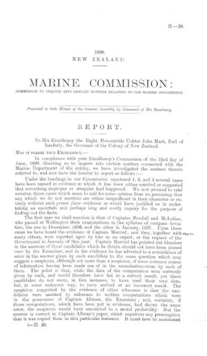 MARINE COMMISSION: COMMISSION TO INQUIRE INTO CERTAIN MATTERS RELATING TO THE MARINE DEPARTMENT.