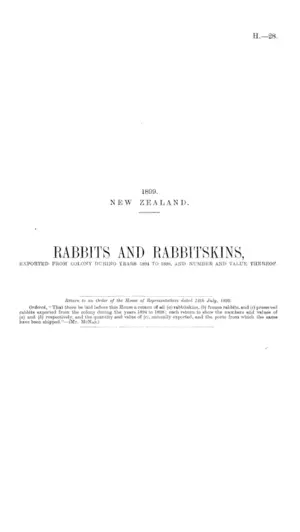 RABBITS AND RABBITSKINS, EXPORTED FROM COLONY DURING YEARS 1894 TO 1898, AND NUMBER AND VALUE THEREOF.