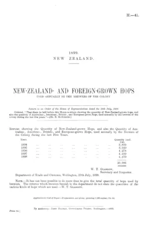 NEW-ZEALAND- AND FOREIGN-GROWN HOPS USED ANNUALLY BY THE BREWERS OF THE COLONY.