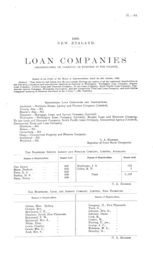 LOAN COMPANIES (SHAREHOLDERS OF, CARRYING ON BUSINESS IN THE COLONY).