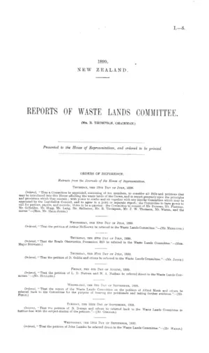 REPORTS OF WASTE LANDS COMMITTEE. (Mr. R. THOMPSON, CHAIRMAN.)