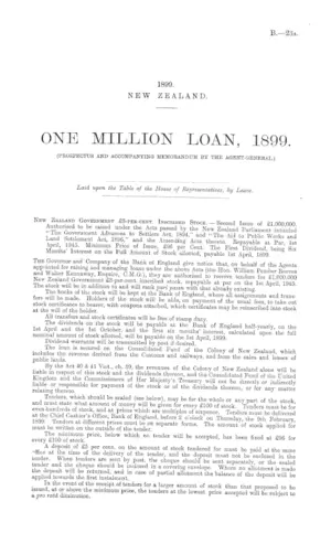 ONE MILLION LOAN, 1899. (PROSPECTUS AND ACCOMPANYING MEMORANDUM BY THE AGENT-GENERAL.)