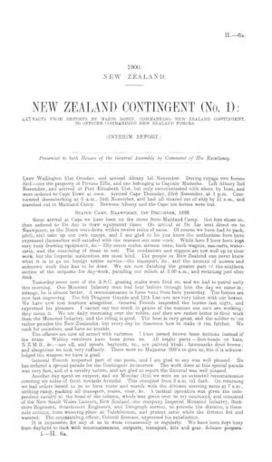 NEW ZEALAND CONTINGENT (No. 1): EXTRACTS FROM REPORTS BY MAJOR ROBIN, COMMANDING NEW ZEALAND CONTINGENT, TO OFFICER COMMANDING NEW ZEALAND FORCES. (INTERIM REPORT.)