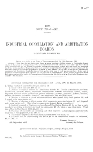INDUSTRIAL CONCILIATION AND ARBITRATION BOARDS (PARTICULARS RELATIVE TO).