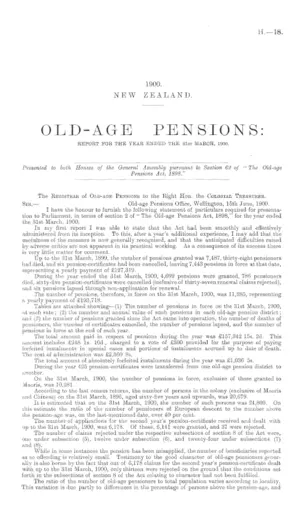 OLD-AGE PENSIONS: REPORT FOR THE YEAR ENDED THE 31st MARCH, 1900.
