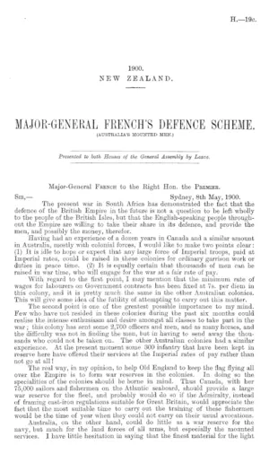 MAJOR-GENERAL FRENCH'S DEFENCE SCHEME. (AUSTRALIA'S MOUNTED MEN.)