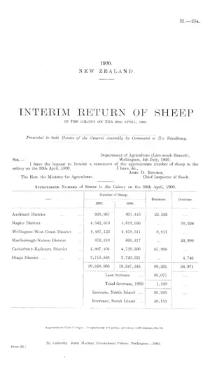 INTERIM RETURN OF SHEEP IN THE COLONY ON THE 30th APRIL, 1900.
