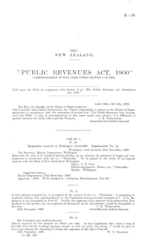 "PUBLIC REVENUES ACT, 1900" (CORRESPONDENCE IN FIVE CASES UNDER SECTION 9 OF THE).