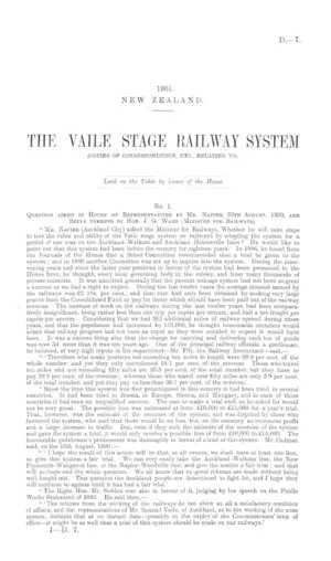 THE VAILE STAGE RAILWAY SYSTEM (COPIES OF CORRESPONDENCE, ETC., RELATING TO).