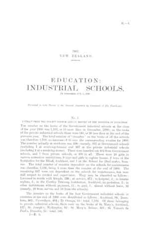 EDUCATION: INDUSTRIAL SCHOOLS. [In continuation of E.-3, 1900.]