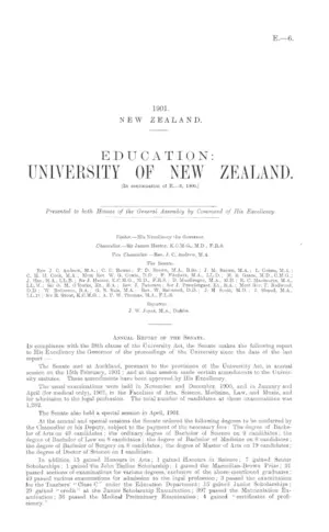 EDUCATION: UNIVERSITY OF NEW ZEALAND. [In continuation of E.—6, 1900.]