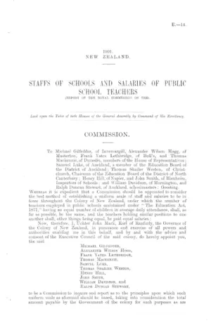 STAFFS OF SCHOOLS AND SALARIES OF PUBLIC SCHOOL TEACHERS (REPORT OF THE ROYAL COMMISSION ON THE).