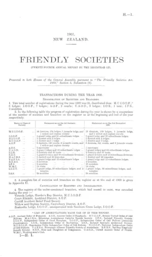 FRIENDLY SOCIETIES (TWENTY-FOURTH ANNUAL REPORT BY THE REGISTRAR OF).