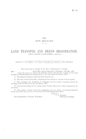 LAND TRANSFER AND DEEDS REGISTRATION. ANNUAL REPORT OF DEPARTMENTS, 1900-1901.)