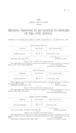 PENSIONS PROPOSED TO BE GRANTED TO OFFICERS OF THE CIVIL SERVICE.