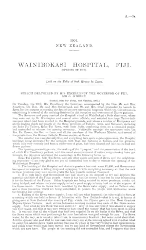 WAINIBOKASI HOSPITAL, FIJI. (OPENING OF THE).