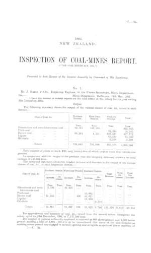 INSPECTION OF COAL-MINES REPORT. ("THE COAL-MINES ACT, 1891.")