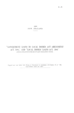 "GOVERNMENT LOANS TO LOCAL BODIES ACT AMENDMENT ACT, 1891," AND "LOCAL BODIES' LOANS ACT, 1901" (DETAILS RELATIVE TO BLOCKS OF LAND PROCLAIMED UNDER).