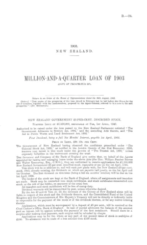 MILLION-AND-A-QUARTER LOAN OF 1903 (COPY OF PROSPECTUS OF).