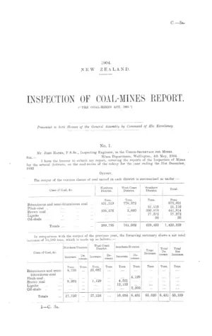 INSPECTION OF COAL-MINES REPORT. ("THE COAL-MINES ACT, 1891.")
