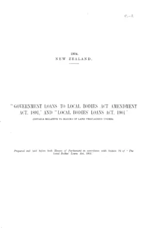"GOVERNMENT LOANS TO LOCAL BODIES ACT AMENDMENT ACT, 1891," AND "LOCAL BODIES" LOANS ACT, 1901" (DETAILS RELATIVE TO BLOCKS OF LAND PROCLAIMED UNDER).